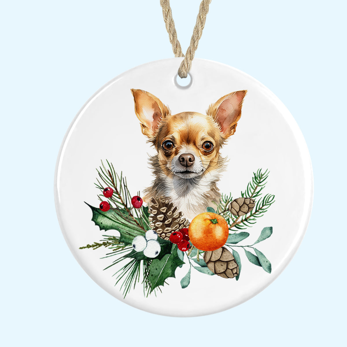 chihuahua christmas tree ornament ceramic decoration