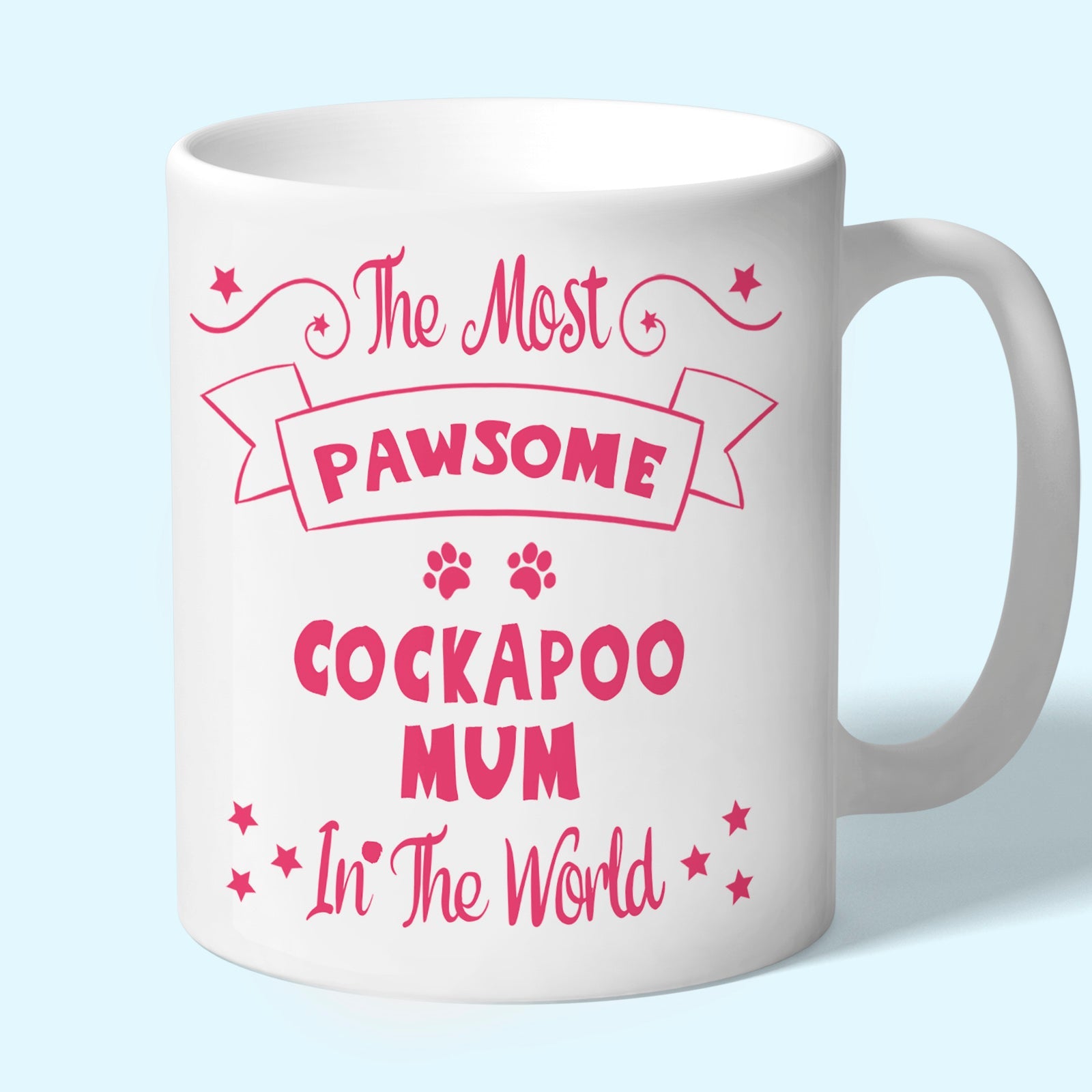 The Most Pawsome cockapoo mum mug in black design