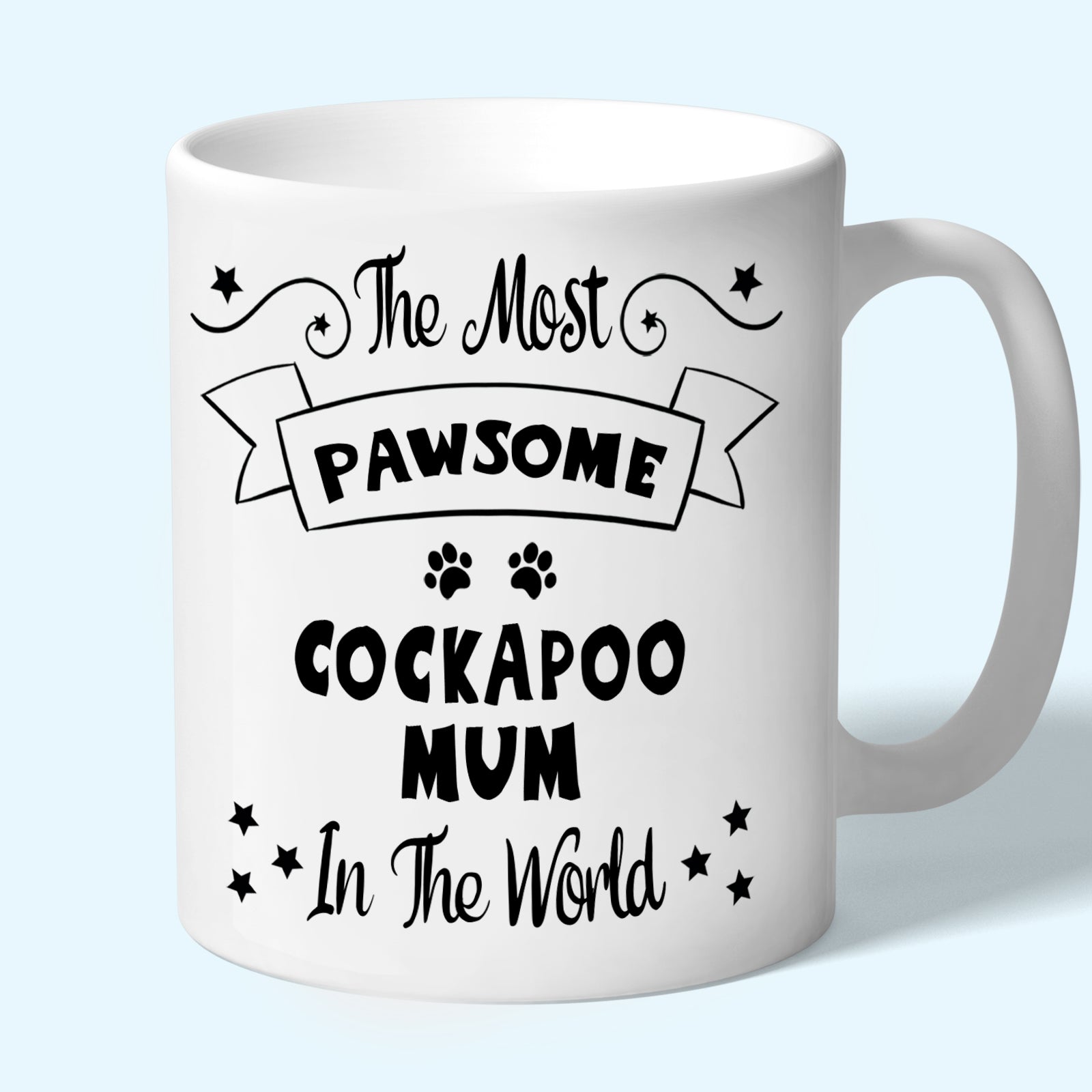 The Most Pawsome cockapoo mum mug in black design
