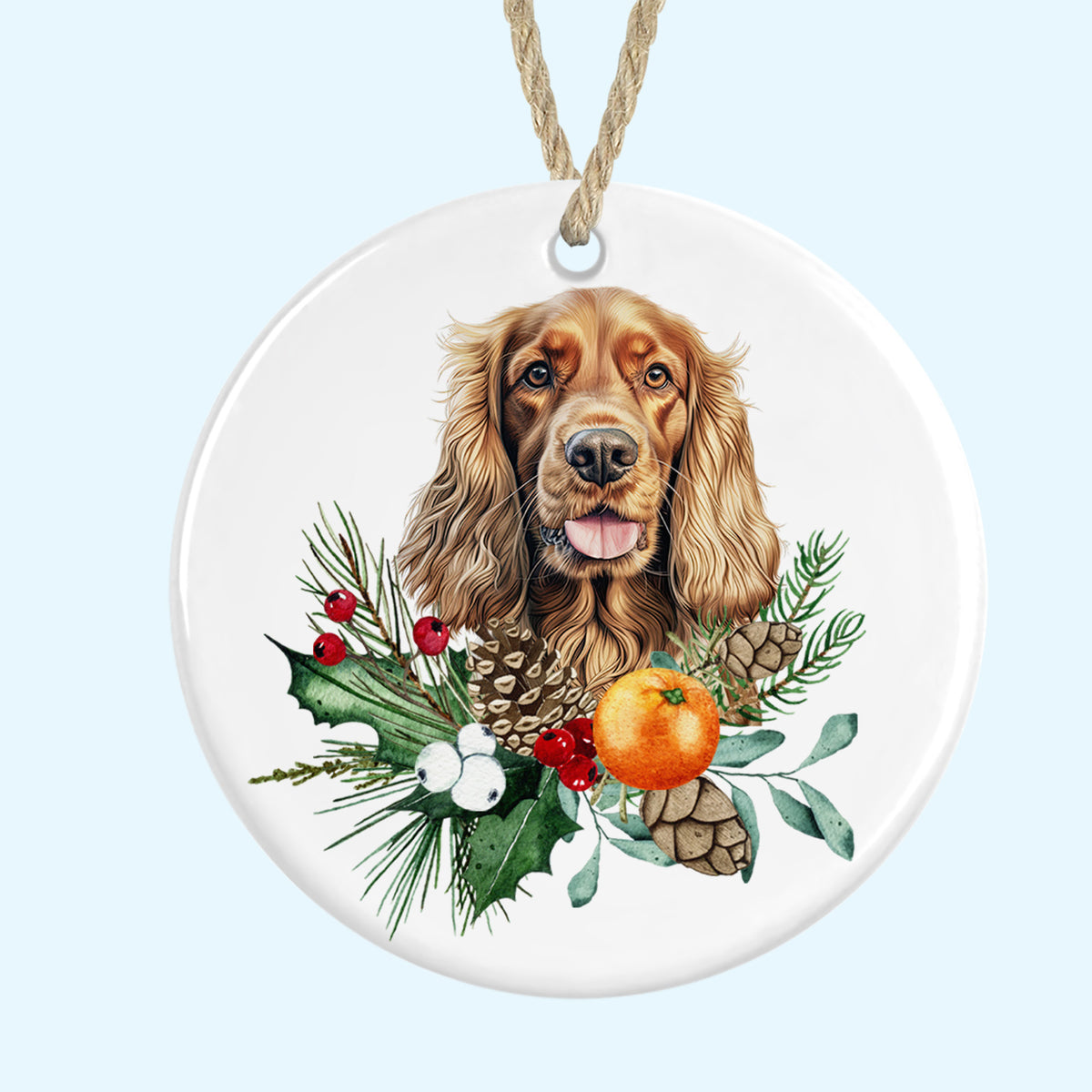 cocker spaniel christmas tree ornament ceramic decoration