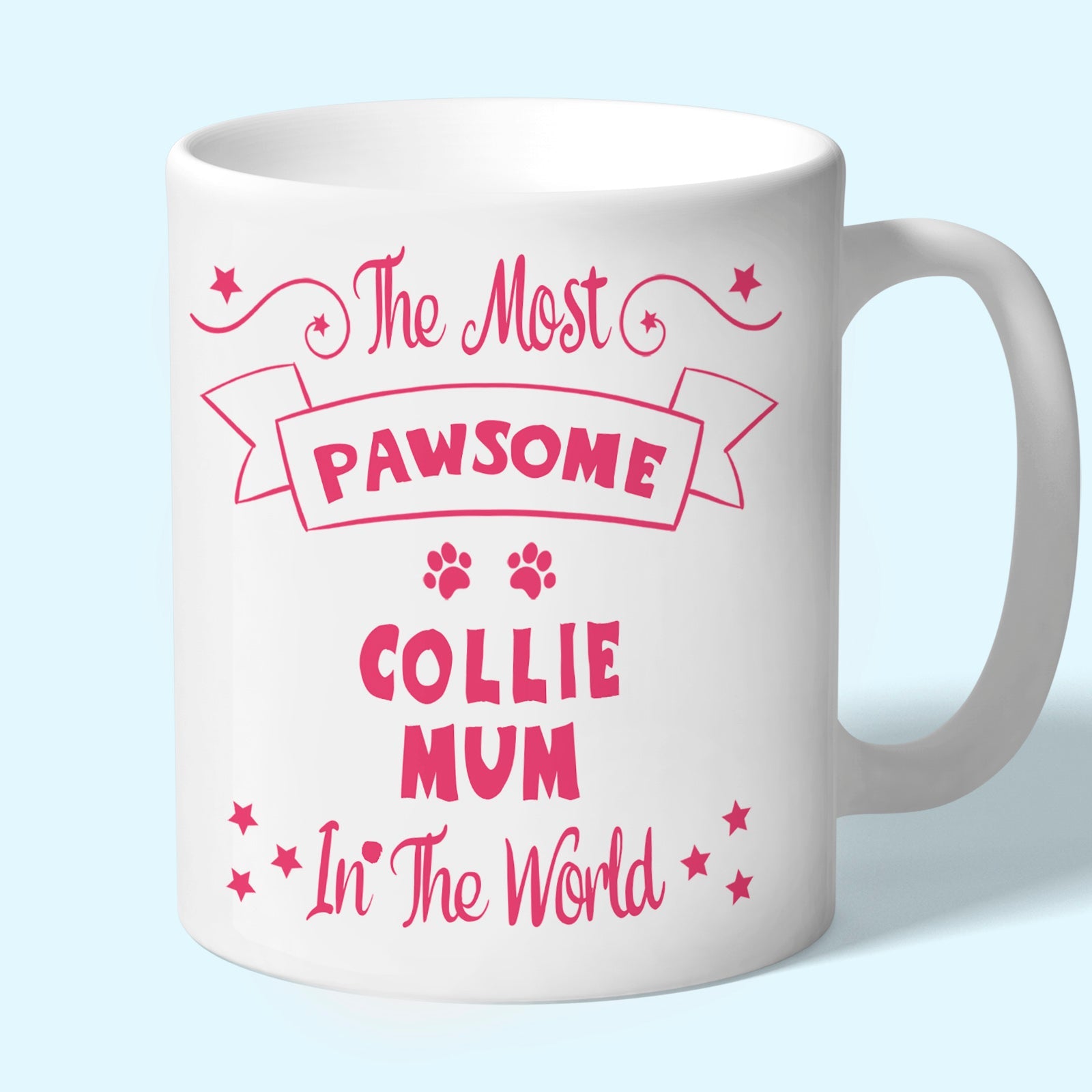 The Most Pawsome Collie mum mug in black design