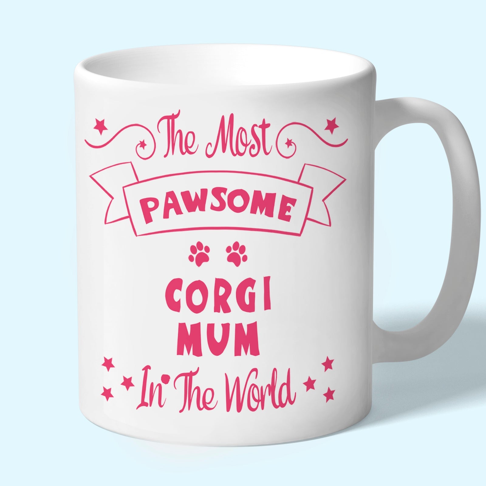 The Most Pawsome Corgi mum mug in black design