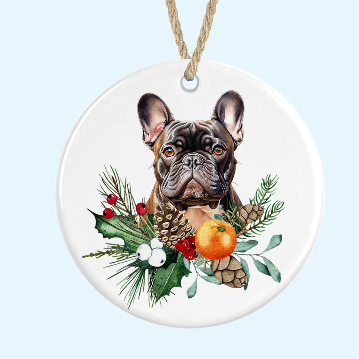 french bulldog christmas tree ornament ceramic decoration