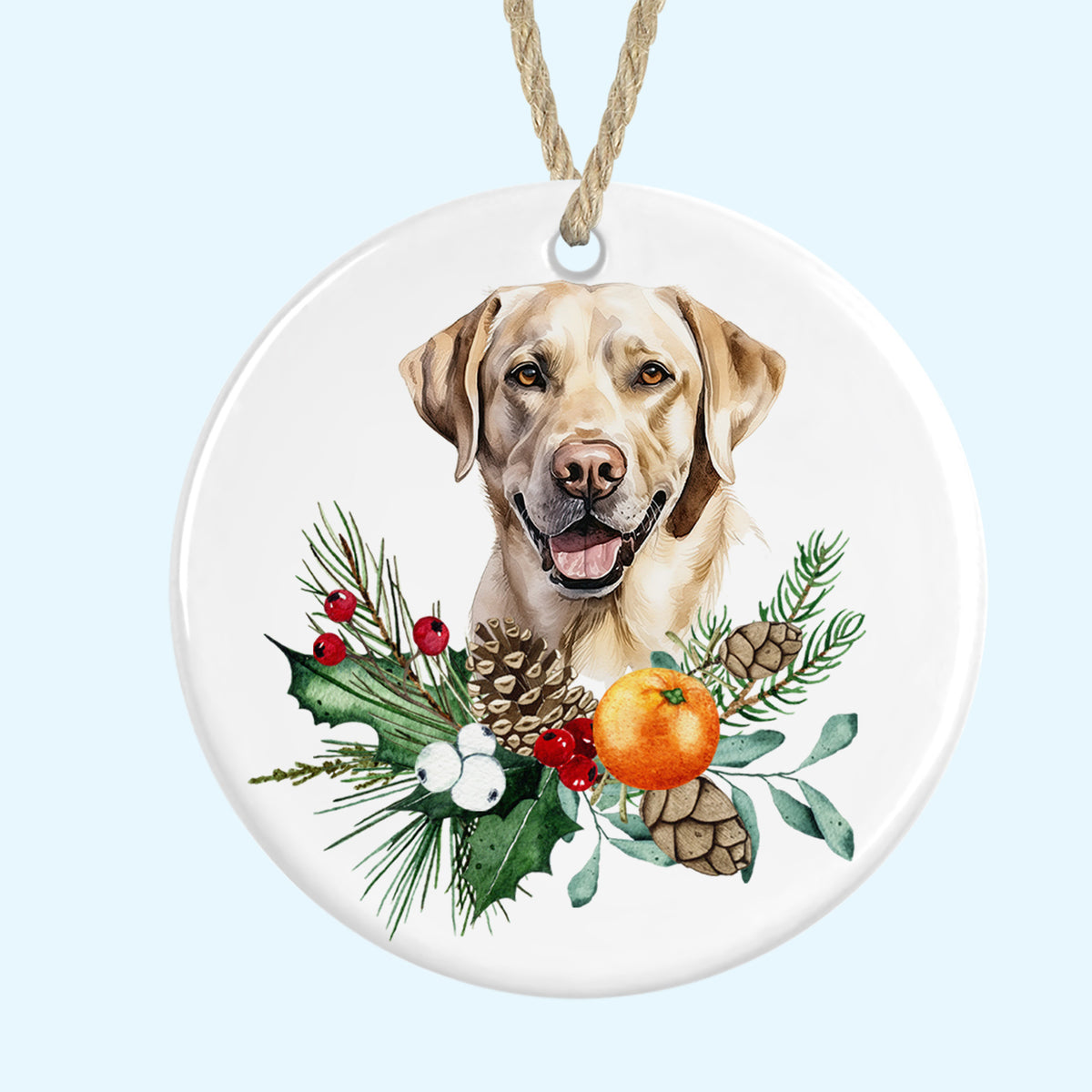 golden labrador christmas tree ornament ceramic decoration