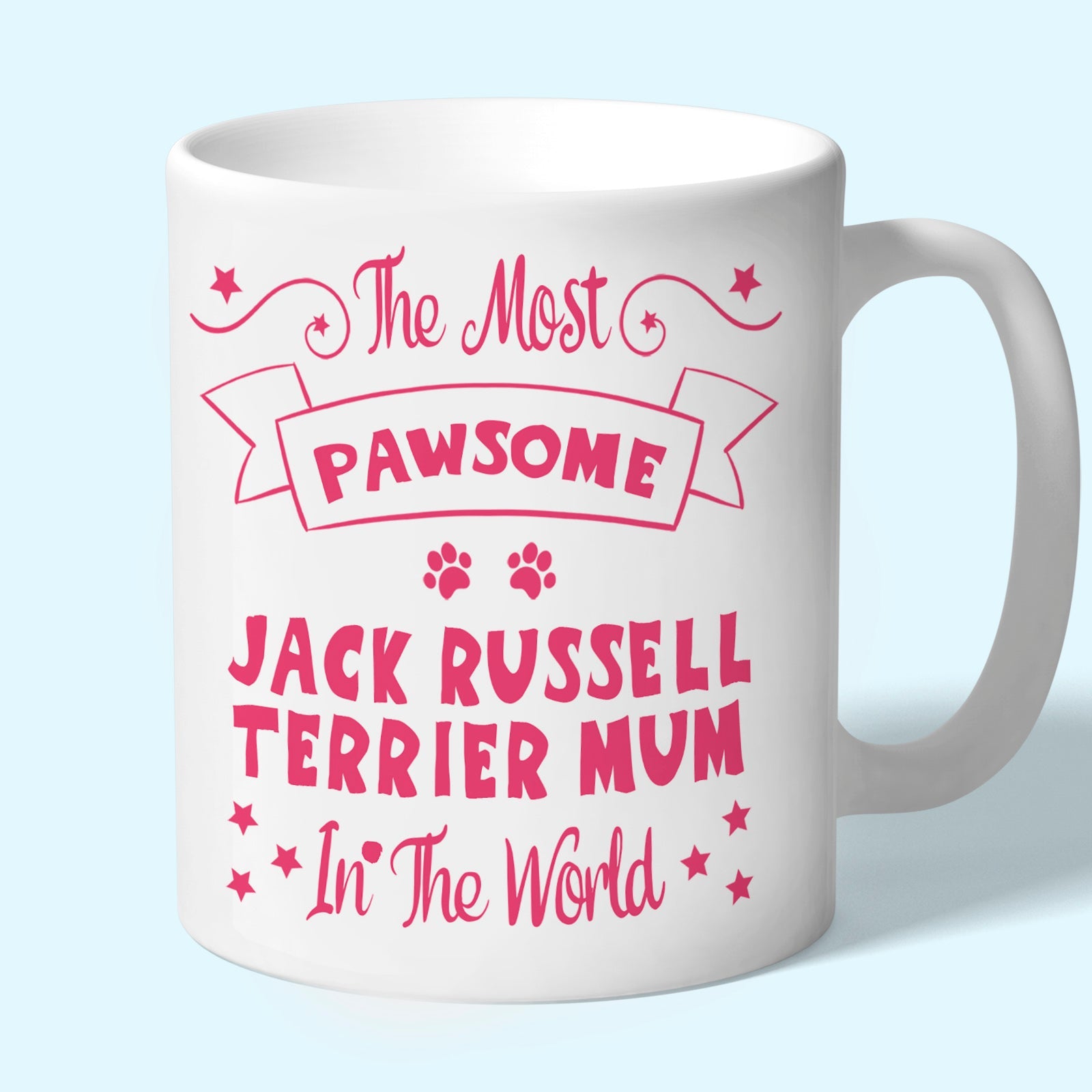 The Most Pawsome Jack Russell terrier mum mug in black design