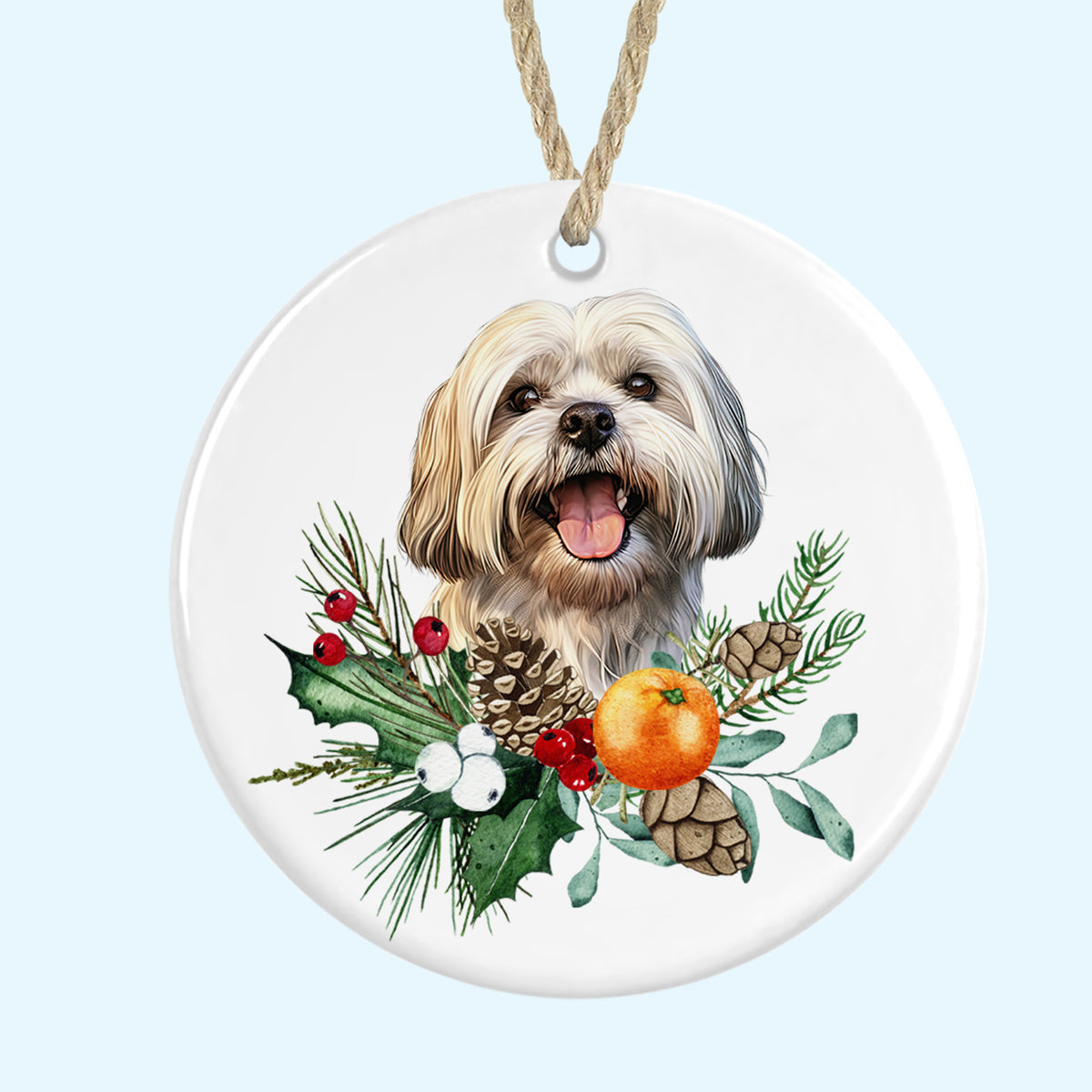 lhasa apso christmas tree ornament ceramic decoration