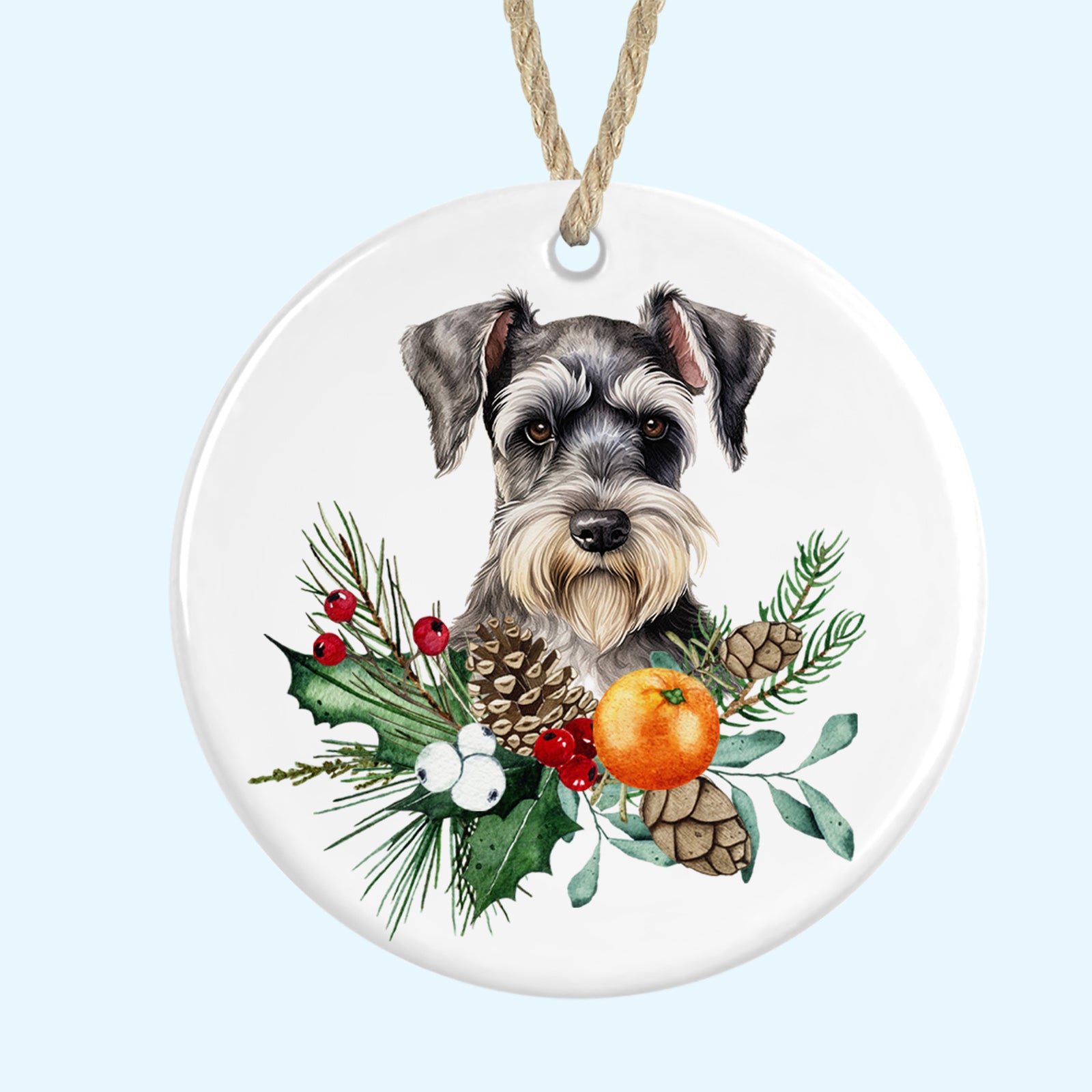 miniature schnauzer christmas tree ornament ceramic decoration