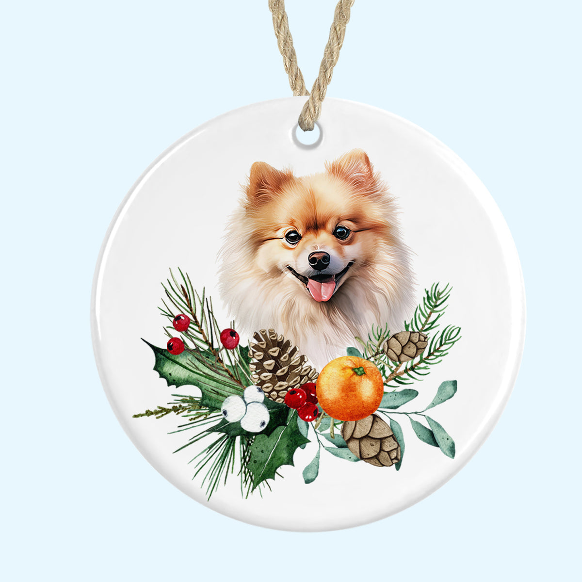 pomeranian christmas tree ornament ceramic decoration