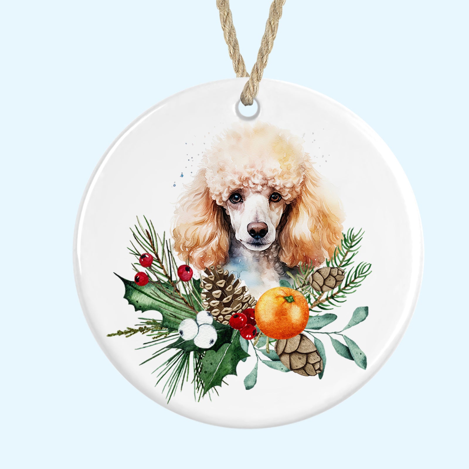 poodle christmas tree ornament ceramic decoration