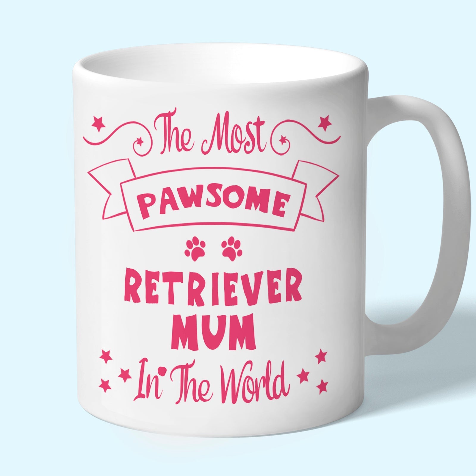 The Most Pawsome Retriever mum mug in black design