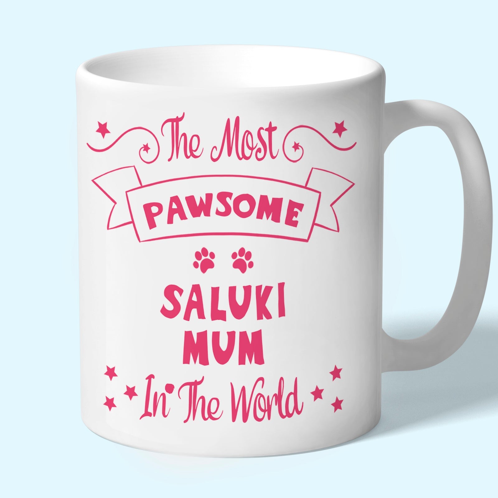 The Most Pawsome Saluki mum mug in black design