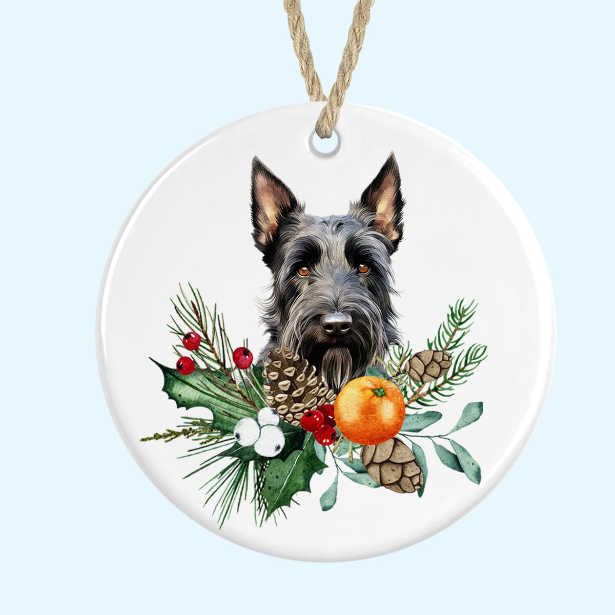 scottish terrier christmas tree ornament ceramic decoration