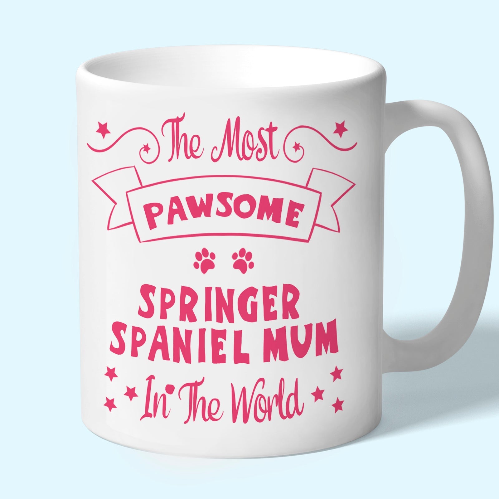 The Most Pawsome Springer Spaniel mum mug in black design