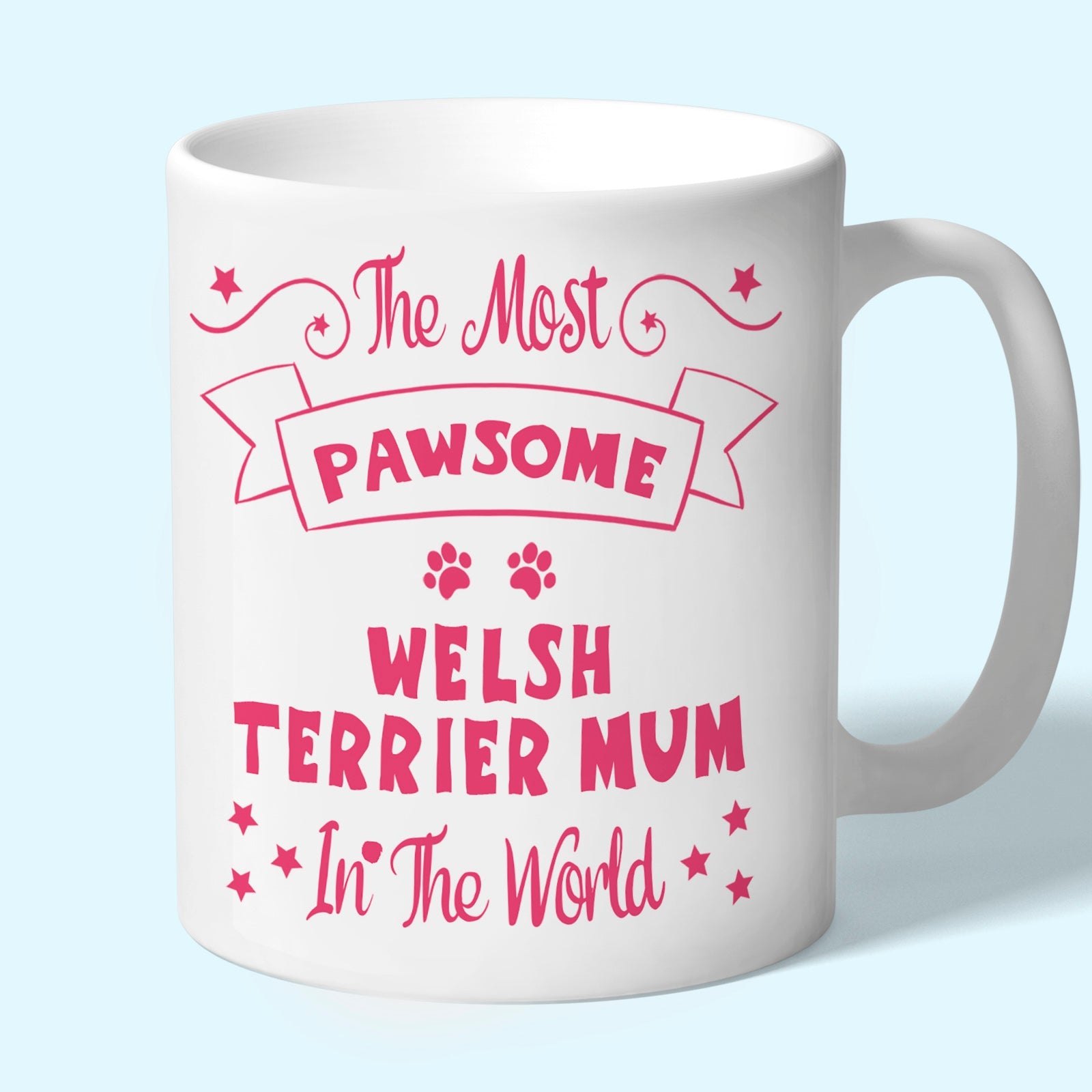 The Most Pawsome Welsh Terrier mum mug in black design