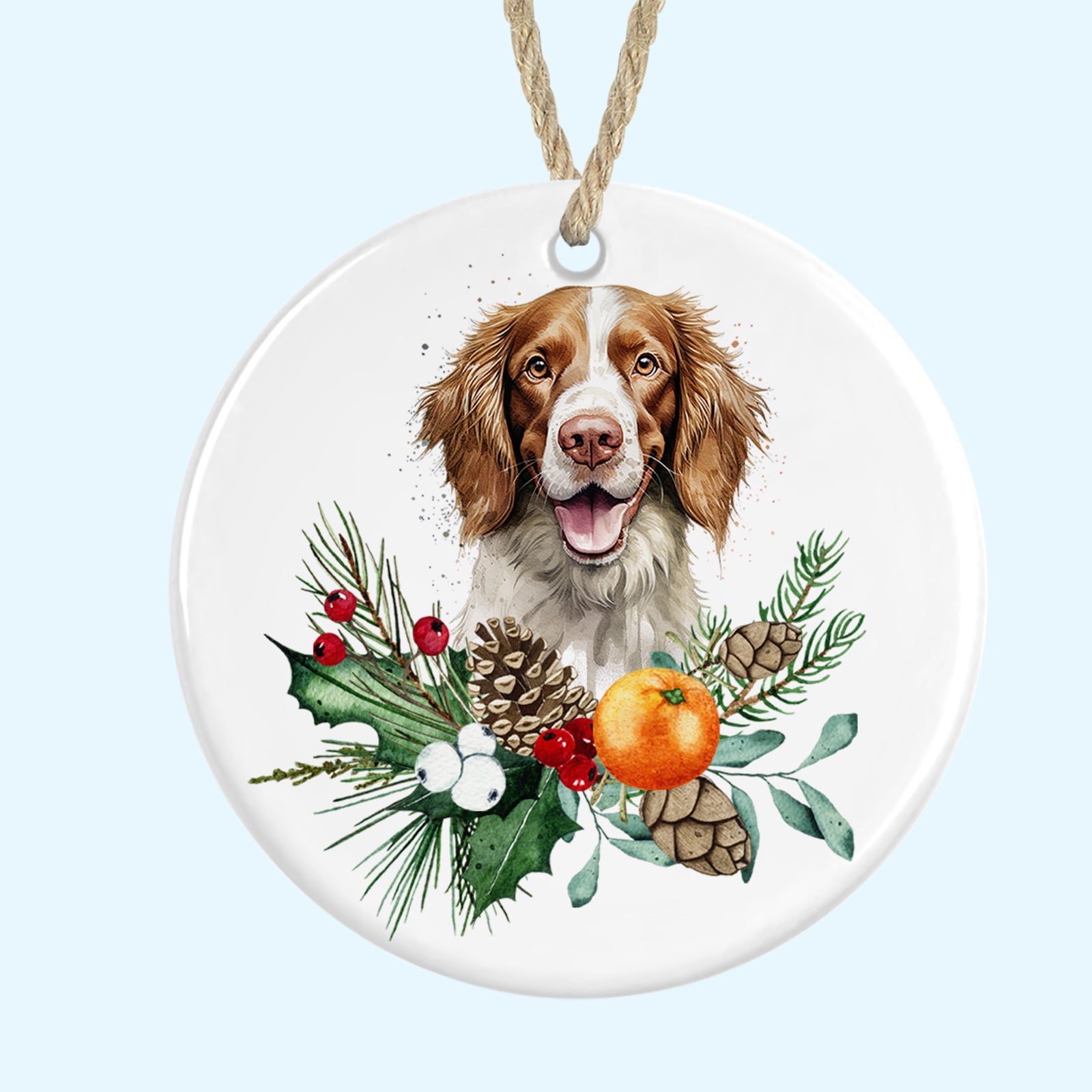 welsh springer spaniel christmas tree ornament ceramic decoration