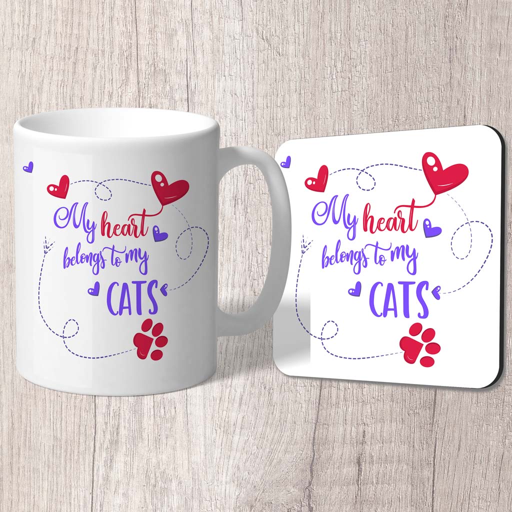 My Heart Belongs To My Cats Mug (Indigo)