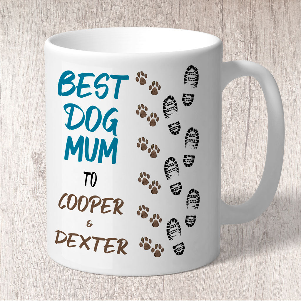 Best Dog Mum Footprints &amp; Paw Prints to (dog/s names) Mug