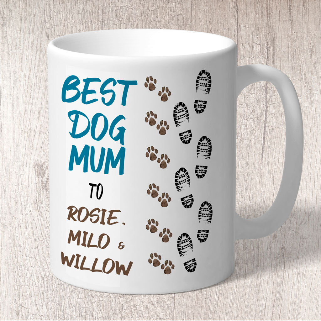Best Dog Mum Footprints & Paw Prints to (dog/s names) Mug