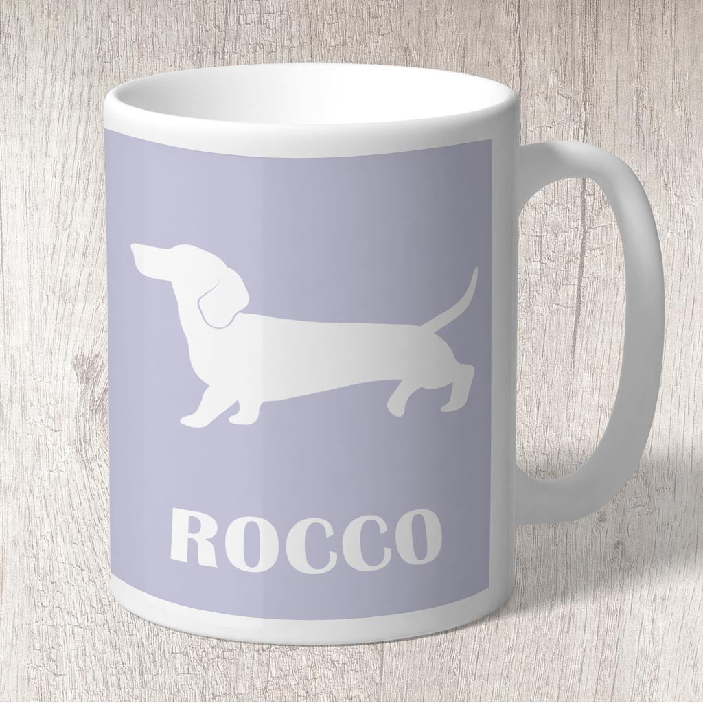 Dachschund Silhouette Personalised with Name Mug - Lavender