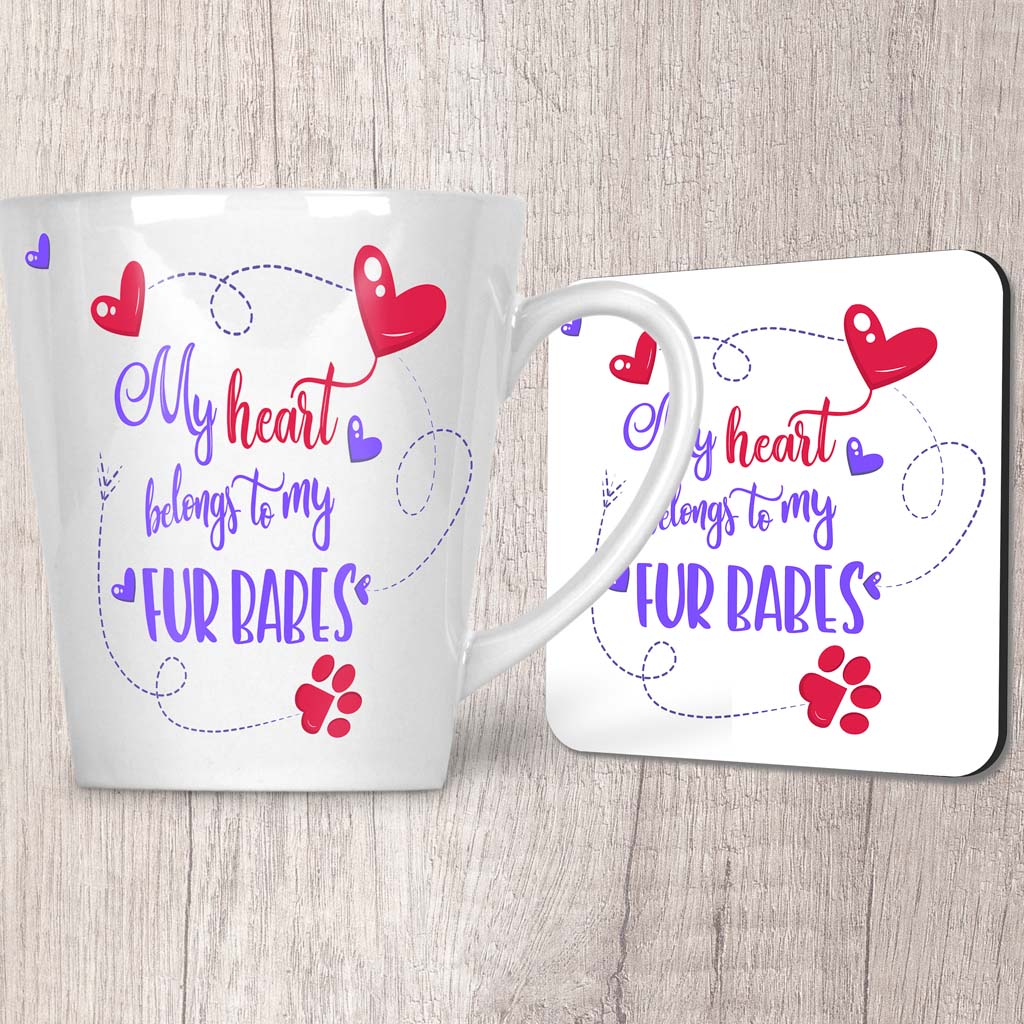 My Heart Belongs To My Fur Babes Latte Mug (Indigo)