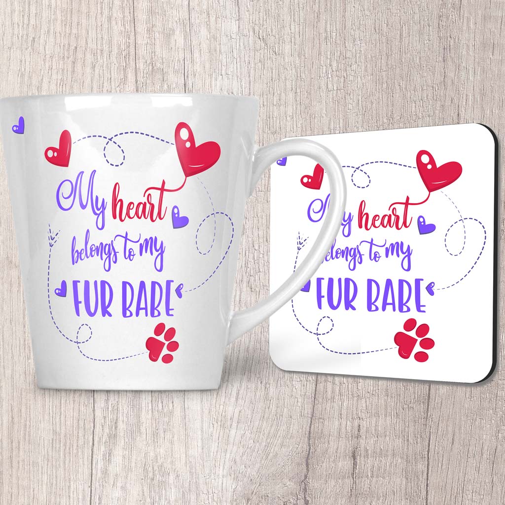 My Heart Belongs To My Fur Babe Latte Mug (Indigo)