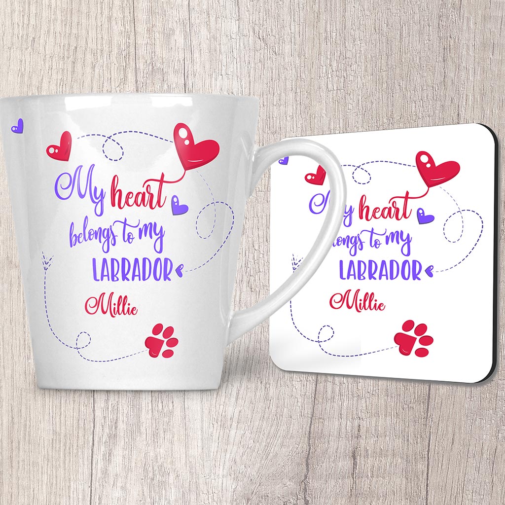 My Heart Belongs To My  _ _ _   with (1 name) Latte Mug (Indigo)