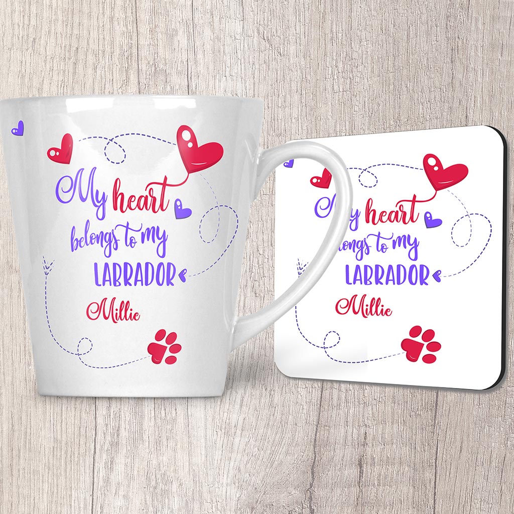 My Heart Belongs To My  _ _ _   with (1 name) Latte Mug (Indigo)