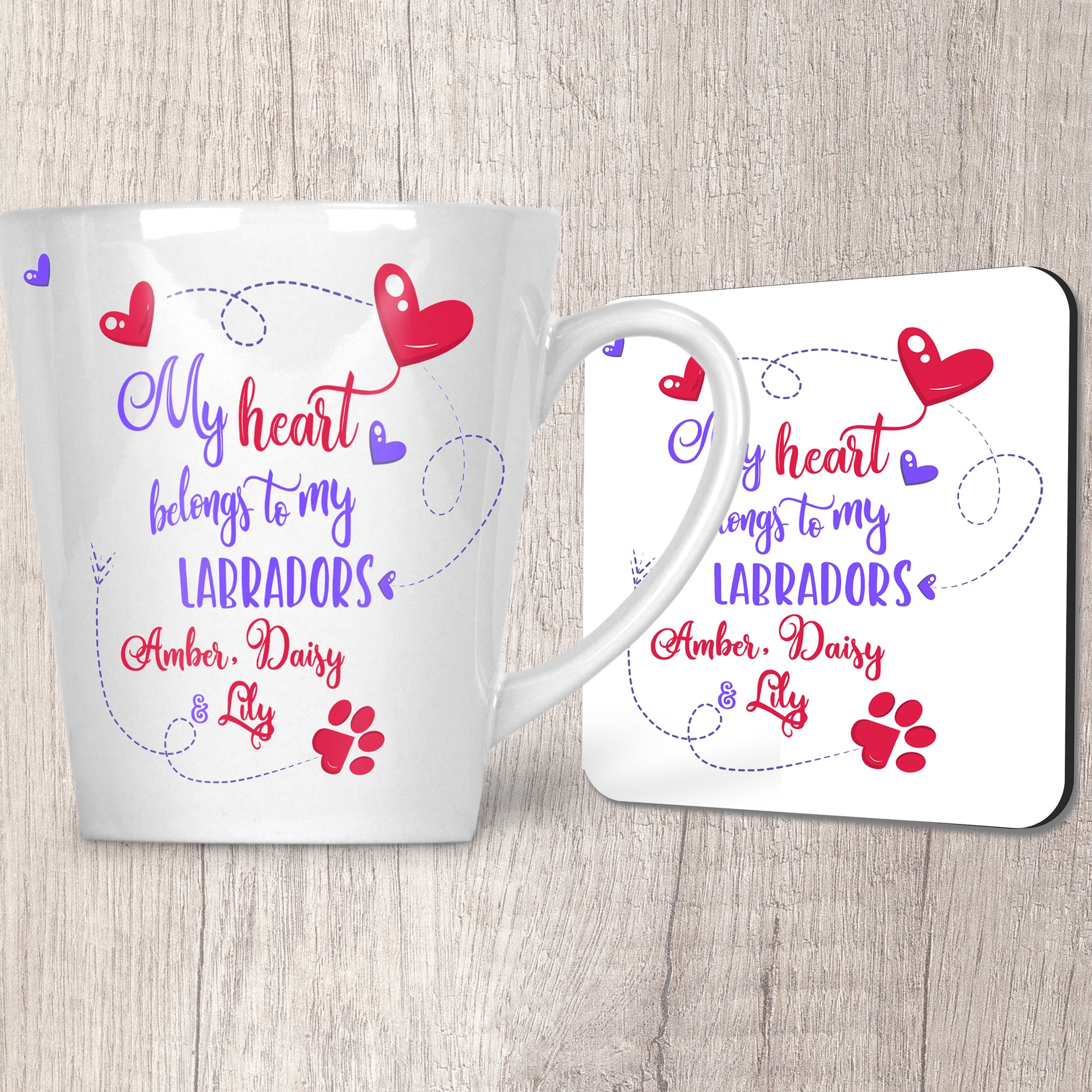 My Heart Belongs To My  _ _ _   with (3+ names) Latte Mug (Indigo)