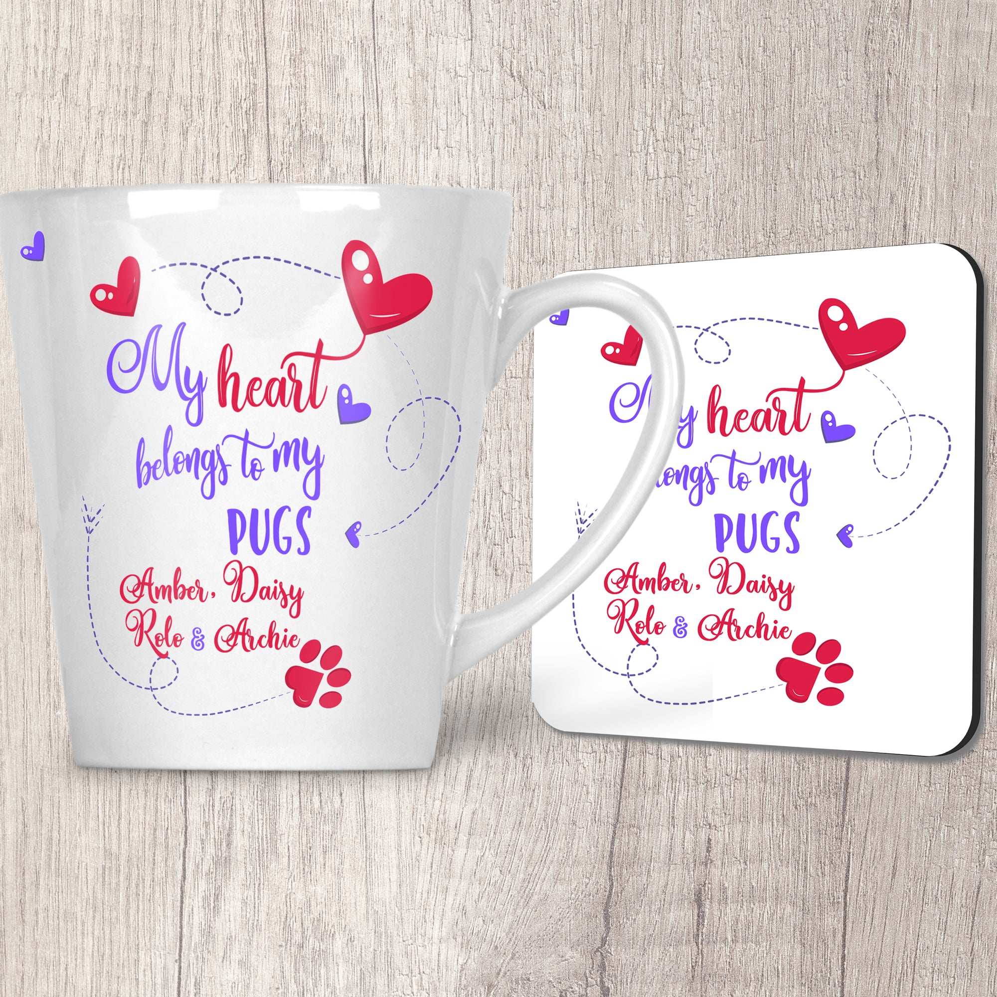 My Heart Belongs To My  _ _ _   with (3+ names) Latte Mug (Indigo)