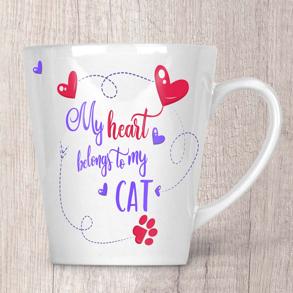 My Heart Belongs To My Cat Latte Mug (Indigo)