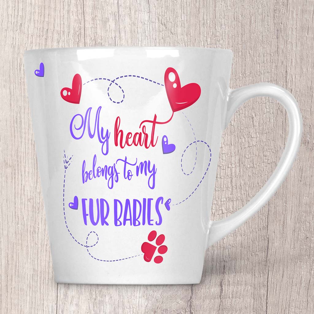 My Heart Belongs To My Fur Babies Latte Mug (Indigo)