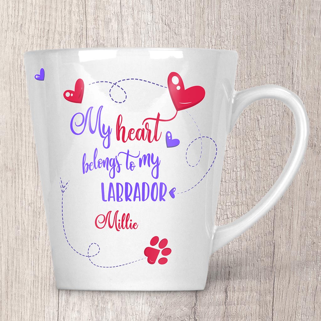 My Heart Belongs To My  _ _ _   with (1 name) Latte Mug (Indigo)