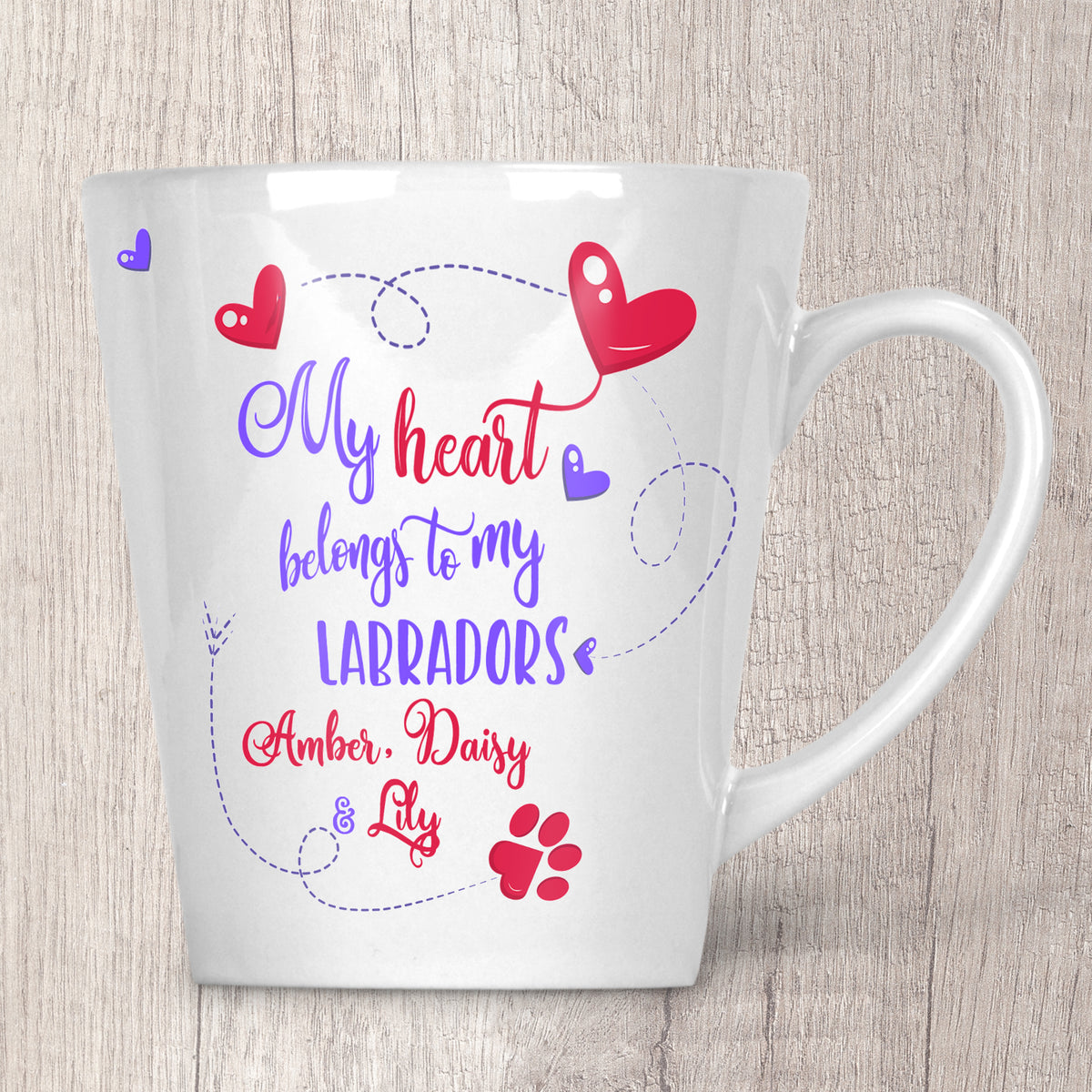 My Heart Belongs To My  _ _ _   with (3+ names) Latte Mug (Indigo)