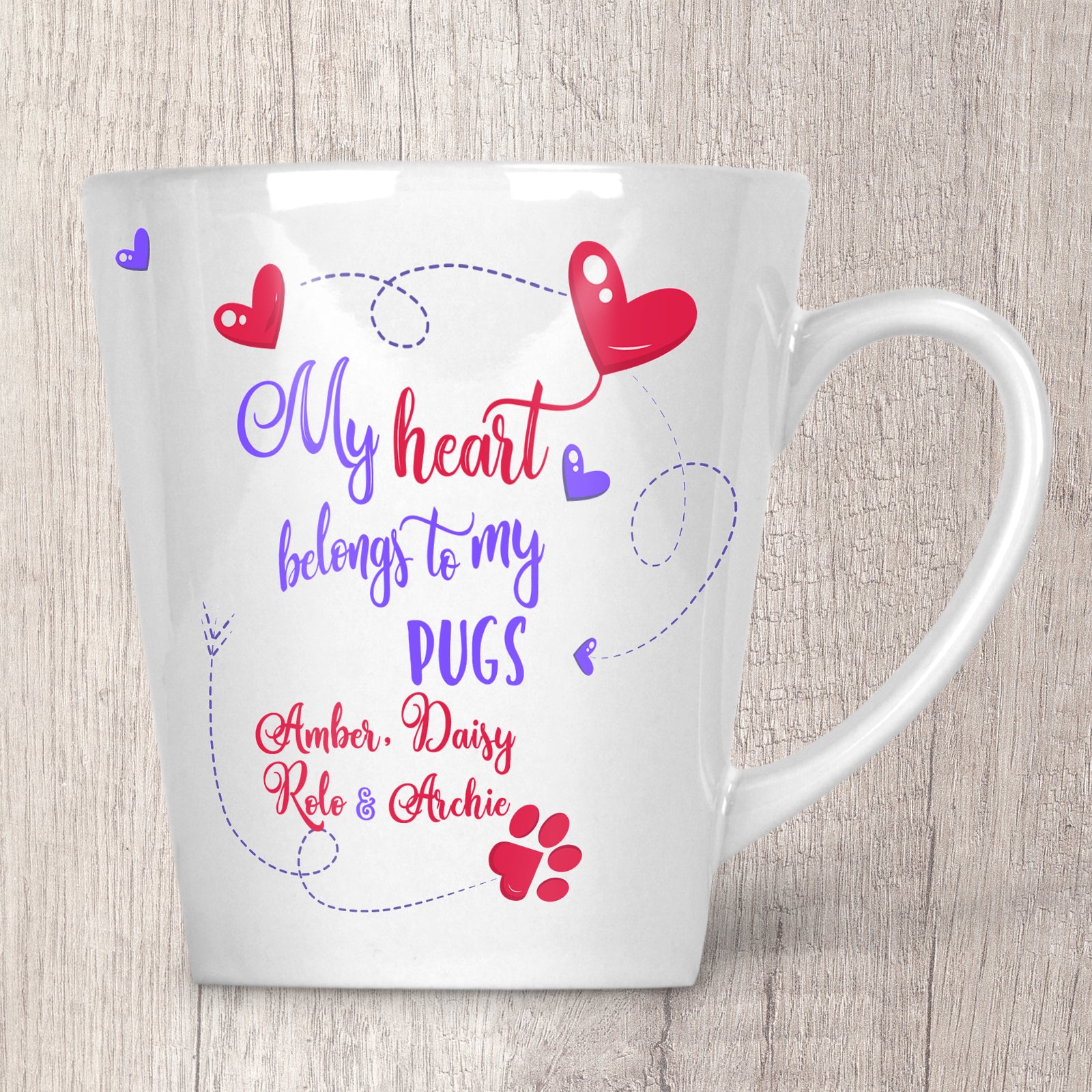 My Heart Belongs To My  _ _ _   with (3+ names) Latte Mug (Indigo)