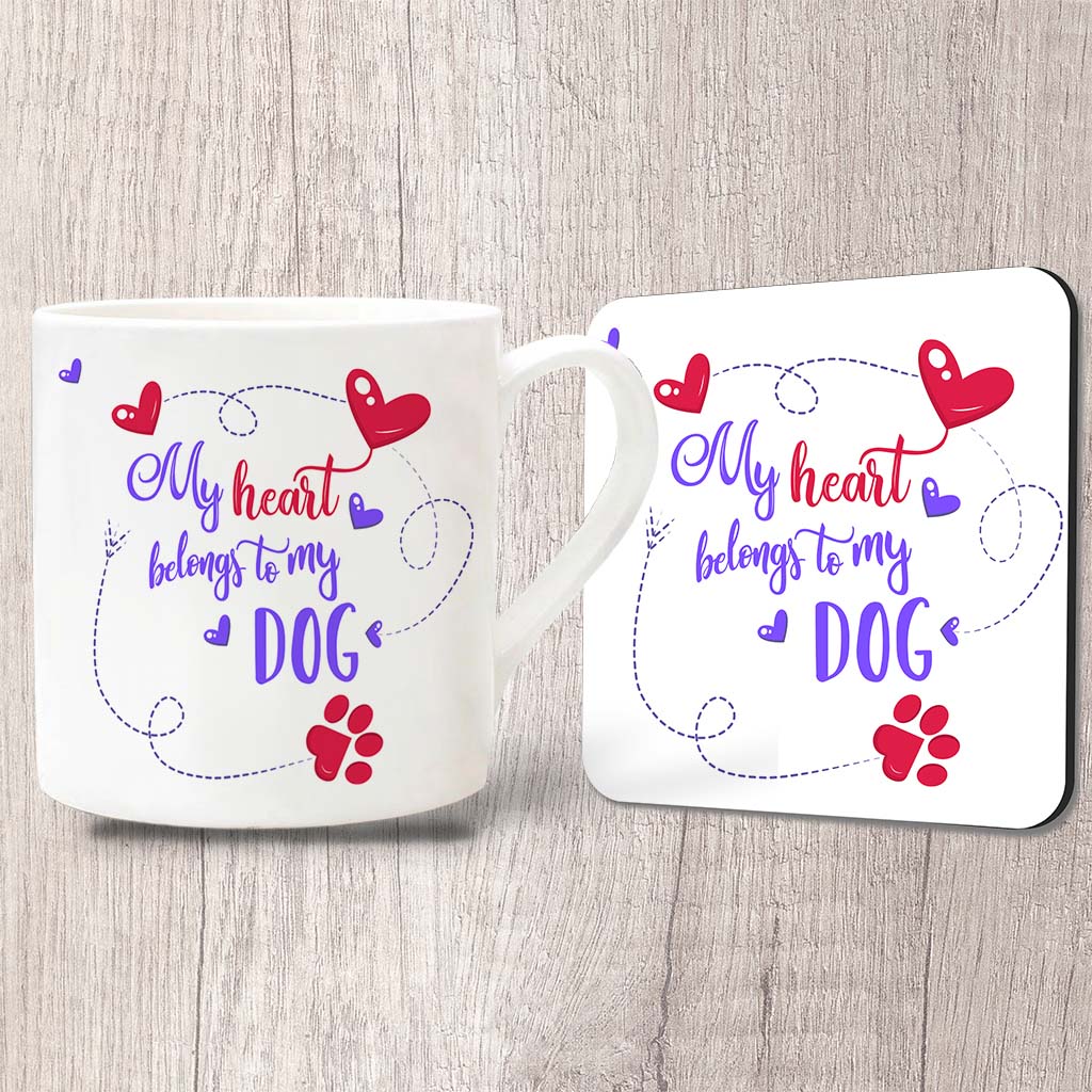 My Heart Belongs To My Dog Fine China Mug 13oz (Indigo)