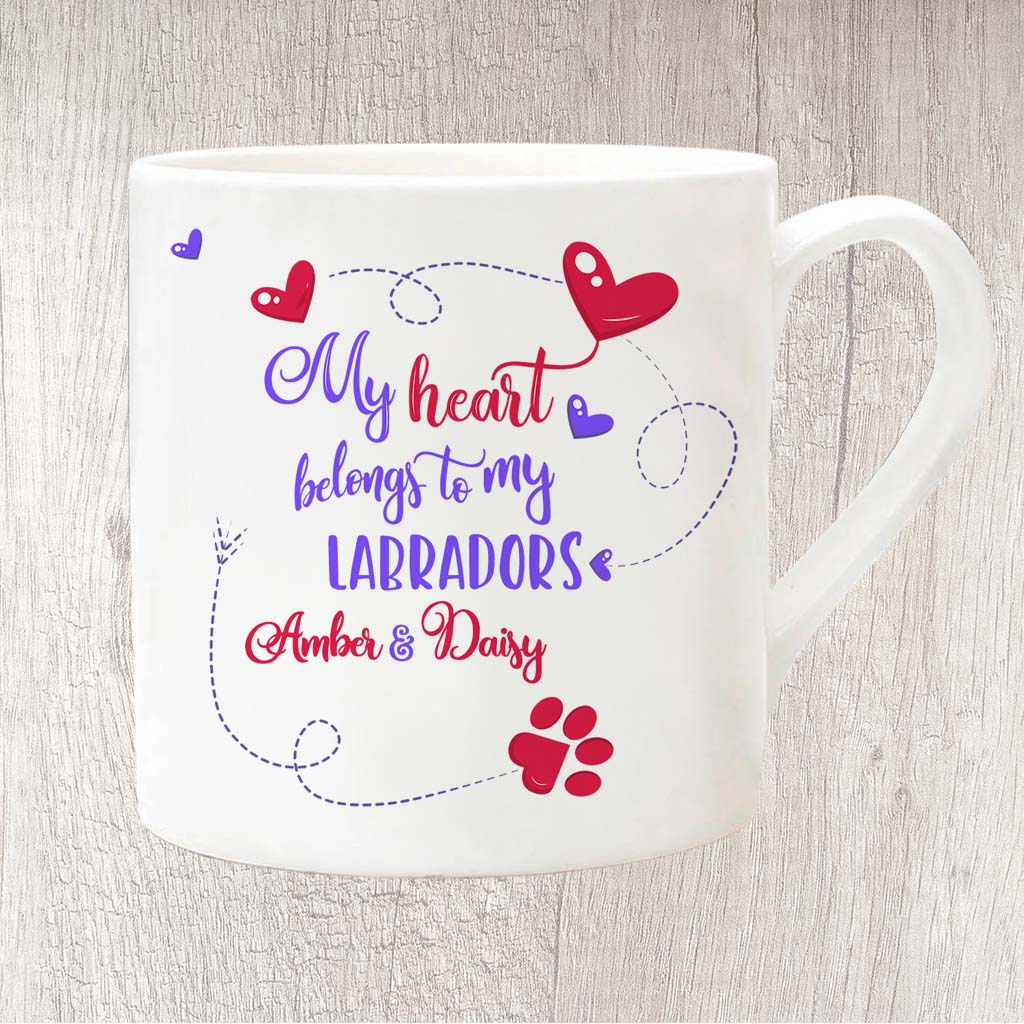 My Heart Belongs To My _ _ _ with (2 names) Fine China Mug 13oz (Indigo)