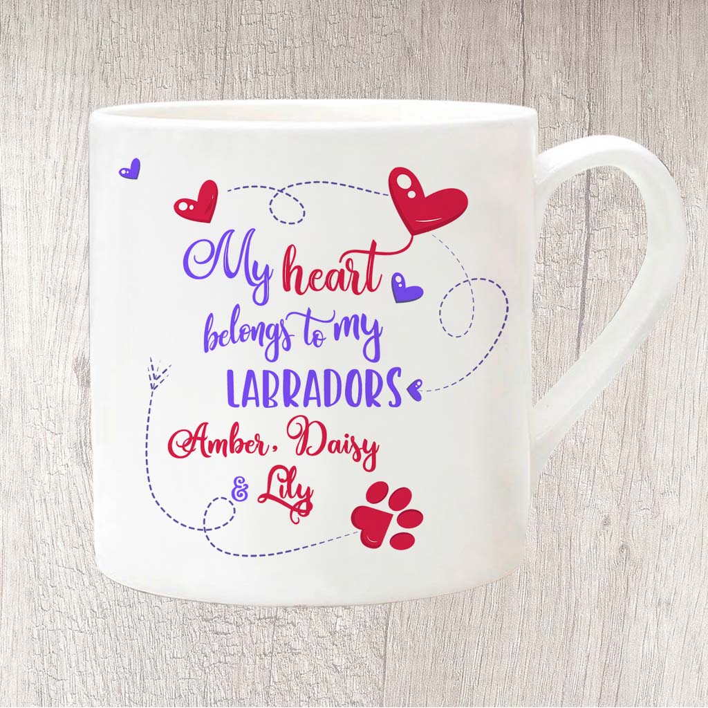My Heart Belongs To My _ _ _ with (3 names) Fine China Mug 13oz (Indigo)