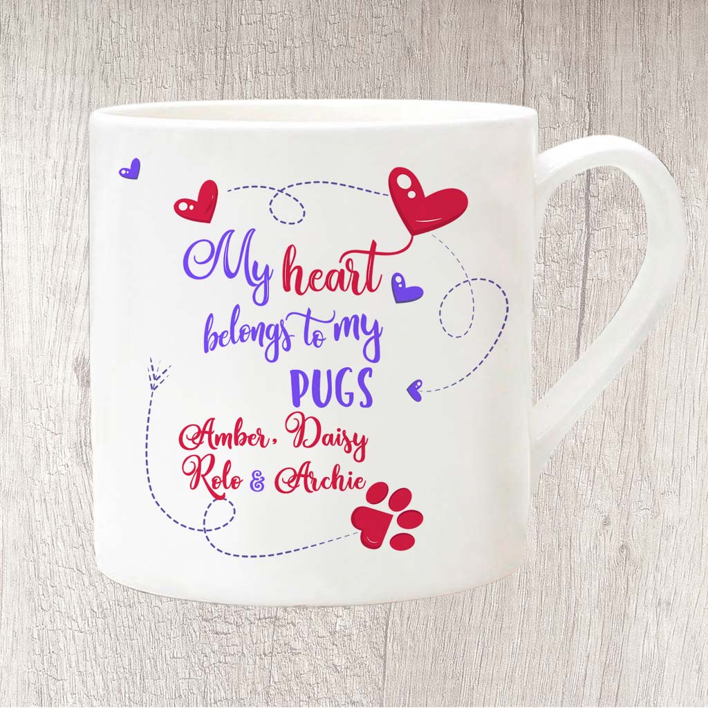 My Heart Belongs To My _ _ _ with (4 names) Fine China Mug 13oz (Indigo)