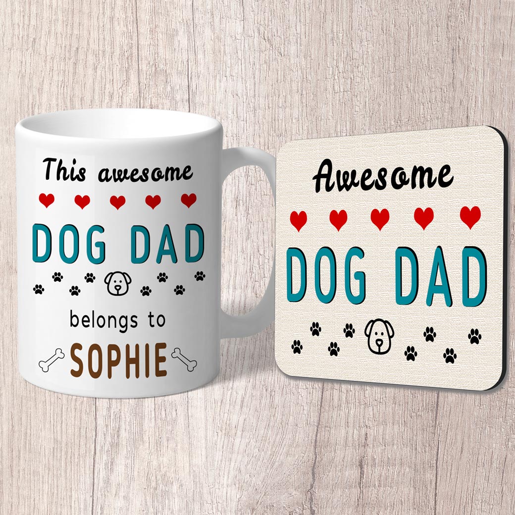 dog dad mug and coaster