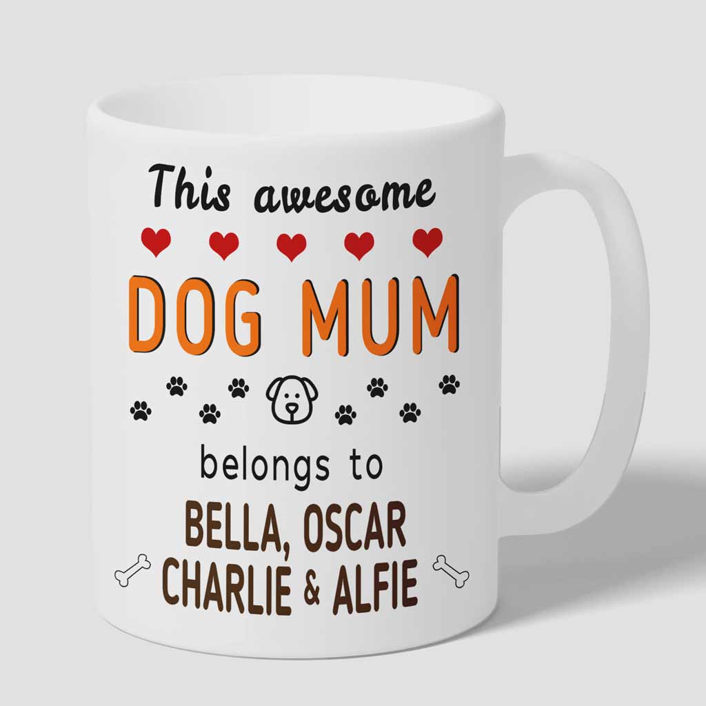 Dog Mum Mug Personalised 4 dog names
