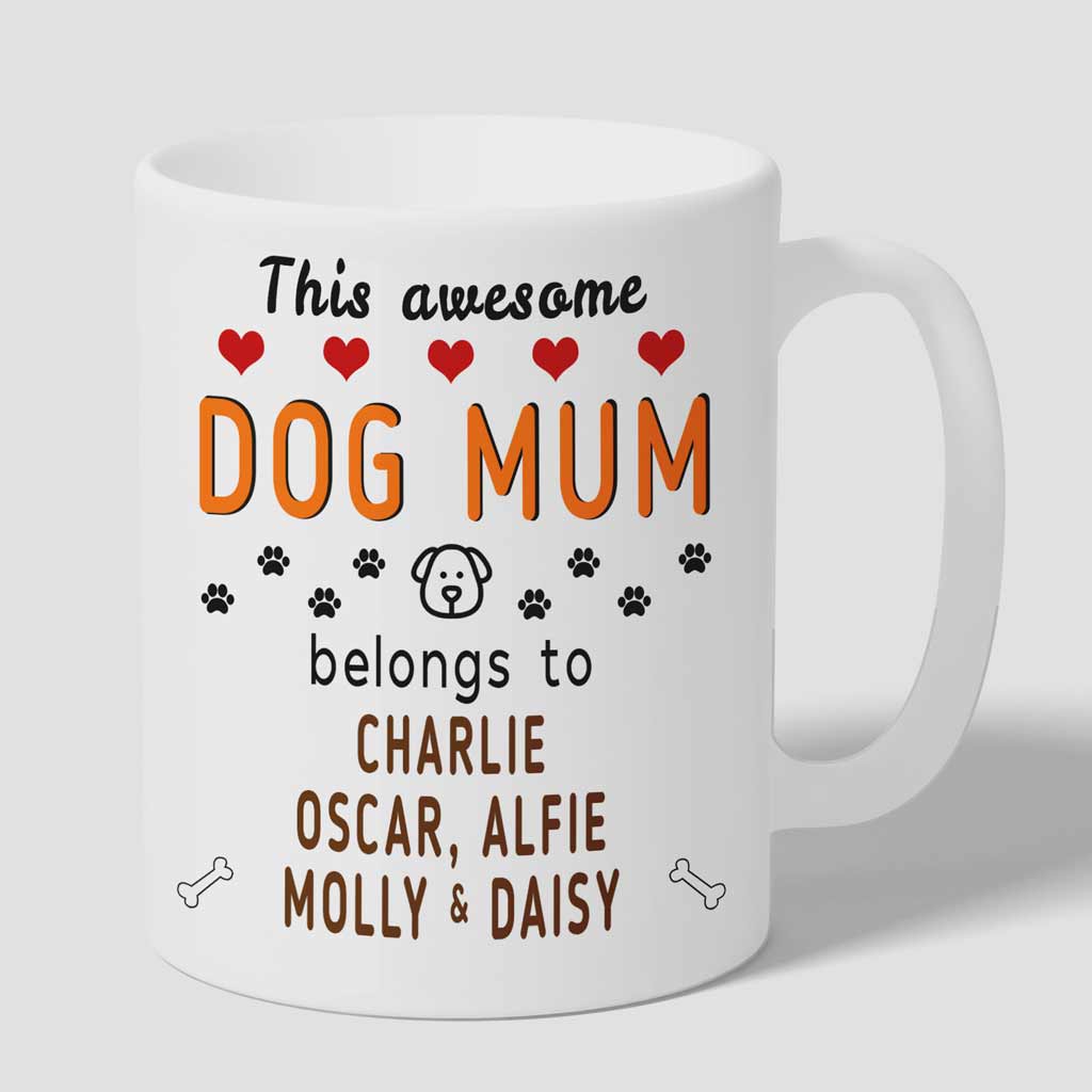 Dog Mum Mug Personalised 5 dog names