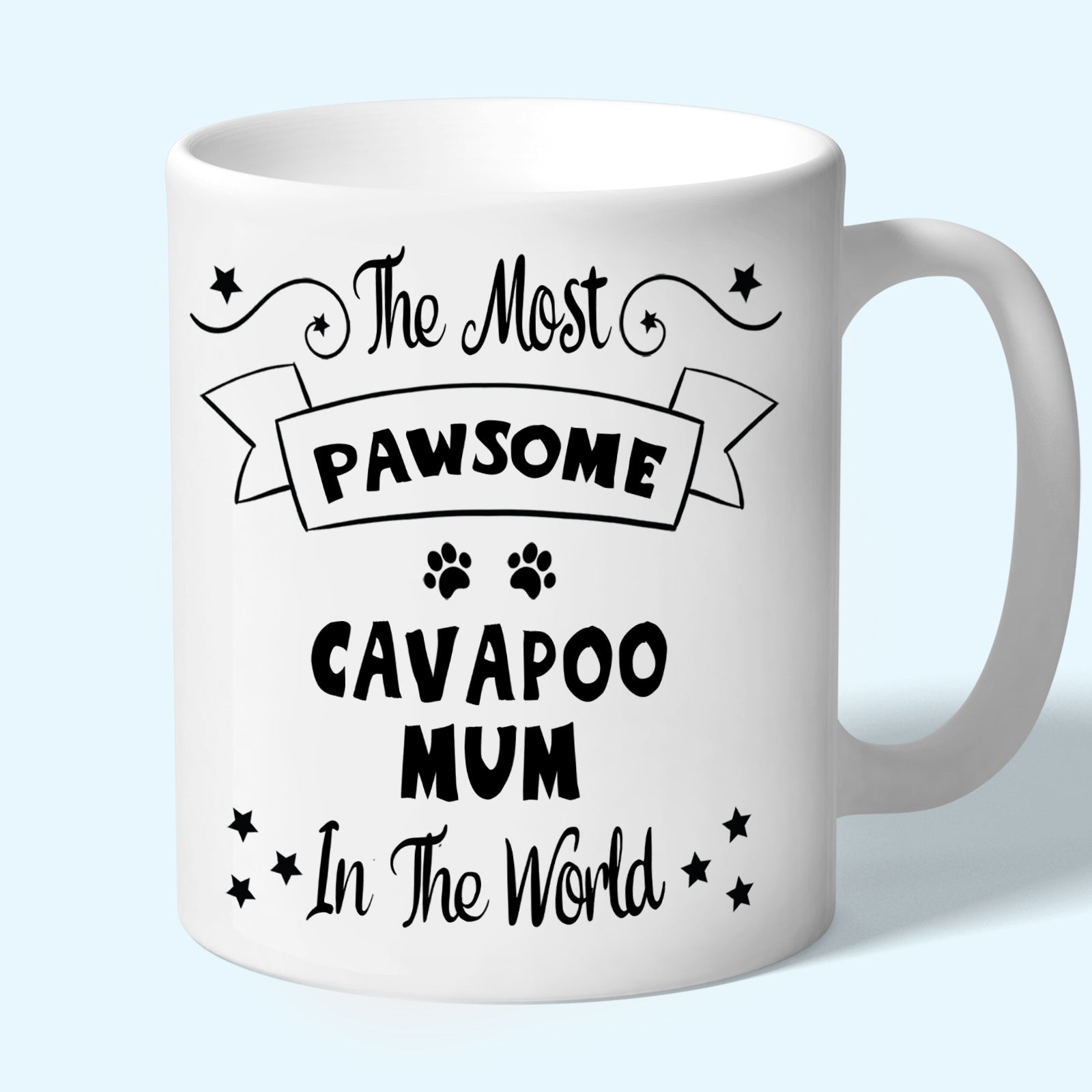The Most Pawsome Cavapoo mum mug in black design