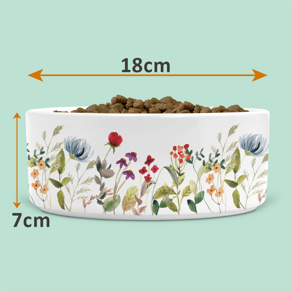 Ceramic Pet Bowl with Wild Flowers