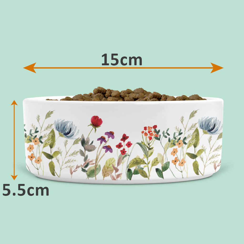 Ceramic Pet Bowl with Wild Flowers