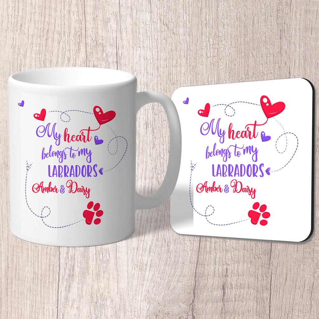 My Heart Belongs To My  _ _ _   with (2 names) Mug (Indigo)