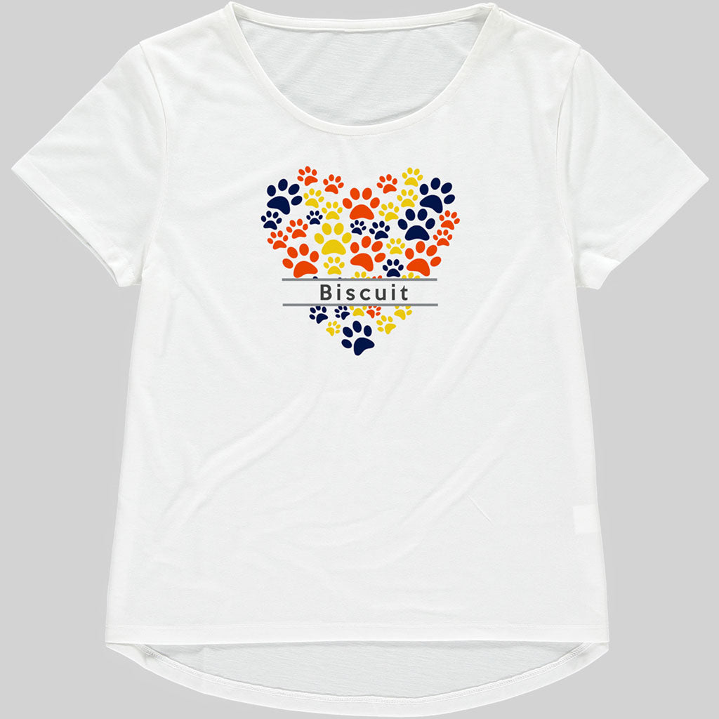Heart of Paws Ladies Tshirt Relaxed Fit Personalised with dog name/s 6806 - Free P&amp;P