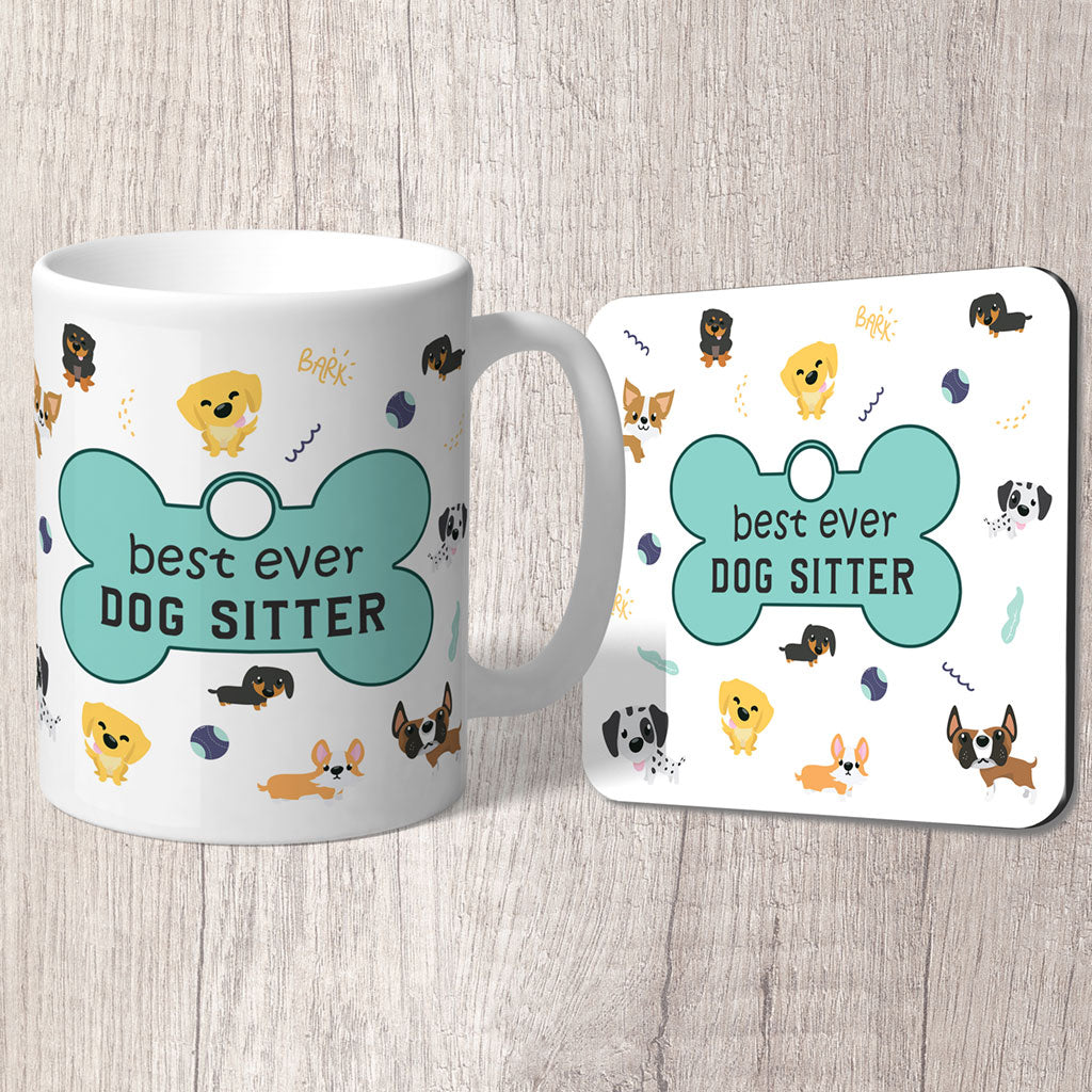 Dog Sitter Mug - Cute Dogs with Dog Tag