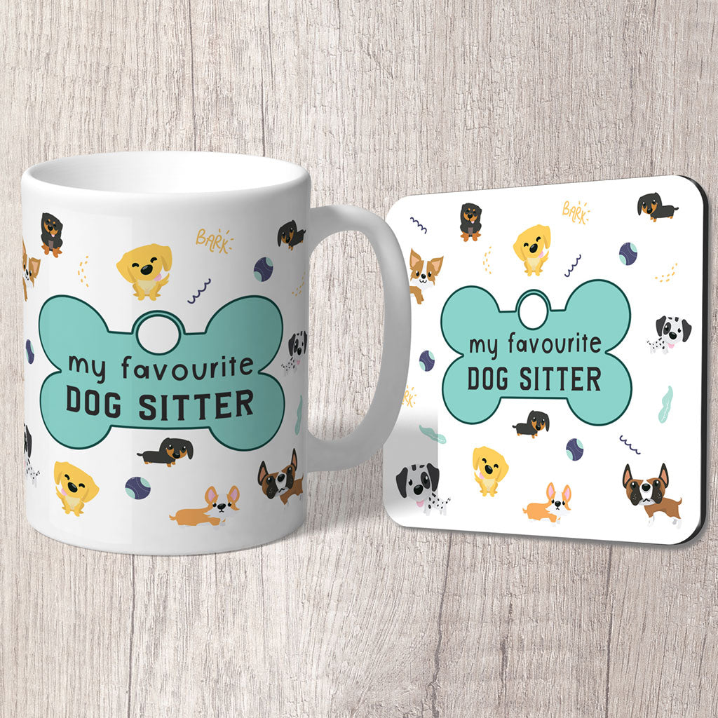 Dog Sitter Mug - Cute Dogs with Dog Tag