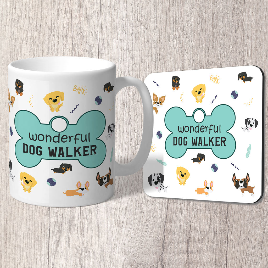 Dog Walker Mug - Cute Dogs with Dog Tag