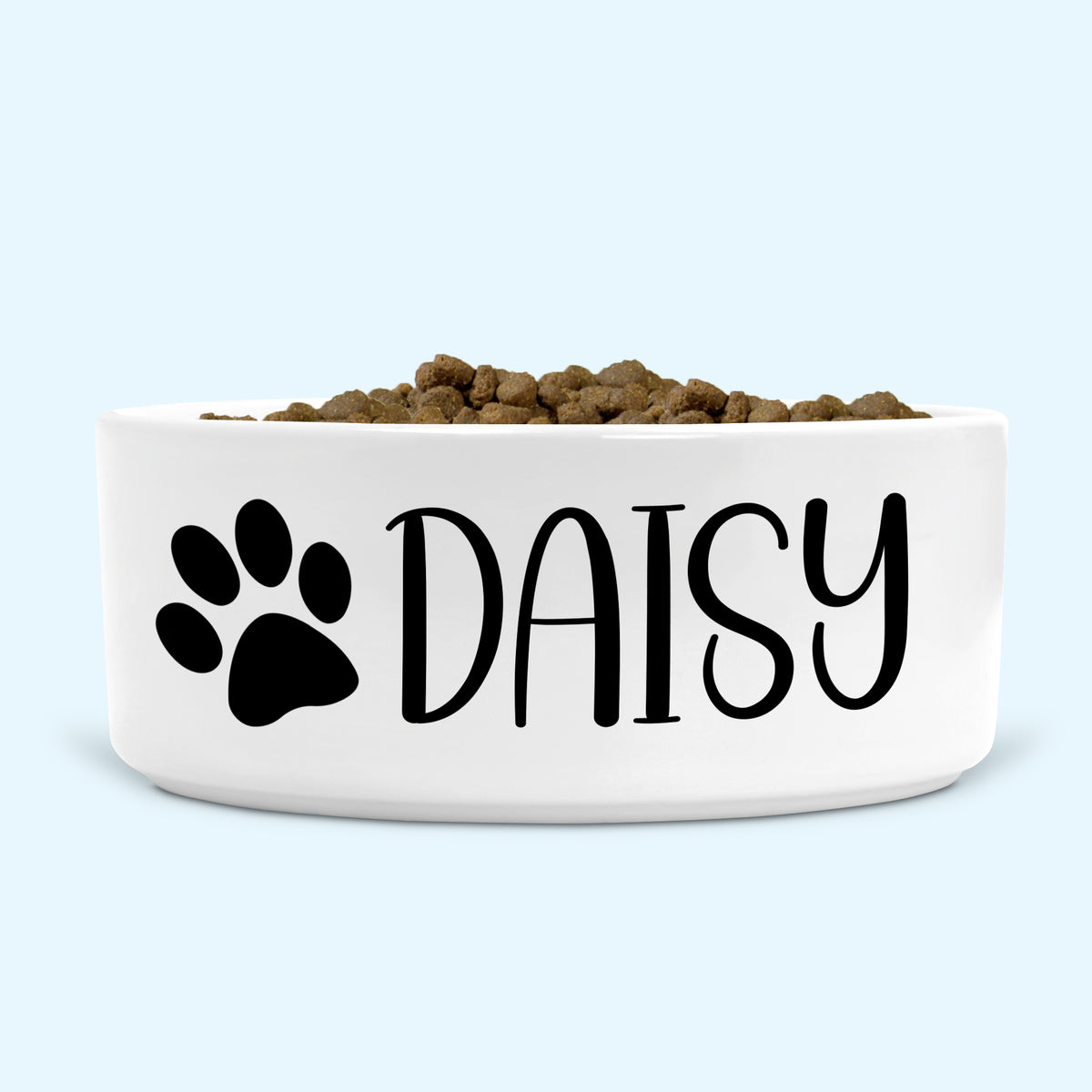 Personalised Ceramic Dog Bowl Medium-Large with Paw (Black Print)